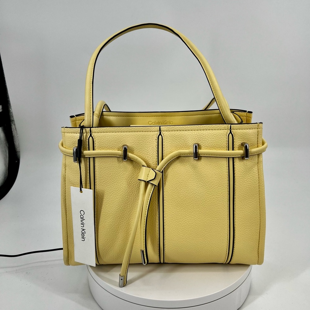 Calvin Klein Fatima drawstring purse yellow